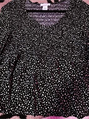URBAN Romantics Black & White Dotted Peplum Tunic